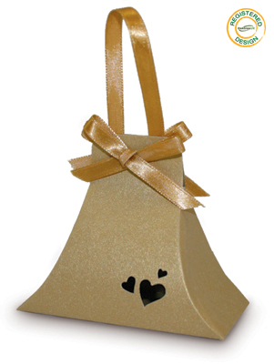 Hand Bag Heart Pearl Gold (pack 5pcs) - Gift Boxes / Bags